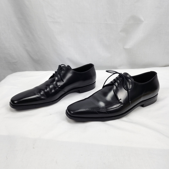 Prada Black Brushed Leather Oxford Men's Prada Size 8.5 US 9.5 Made in Italy - Picture 2 of 11